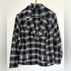 Faith Love Passion Black White Plaid  Professional Blazer Jacket Juniors Plus 1X